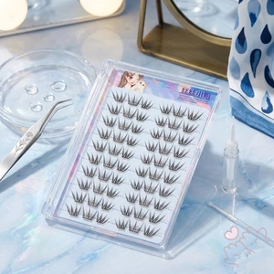 Lông mi giả cụm mỏng tự nhiên 0,05mm Nước mắt xanh 2.0 C Curl Chiều dài hỗn hợp
