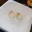 ECK Thanh Lịch Giả Ngọc Trai Zircon Bông Tai Thời Trang Đơn Giản Hình Học Bông Tai Tròn Tiệc Cưới Trang Sức Quà Tặng Cho Nữ HOT