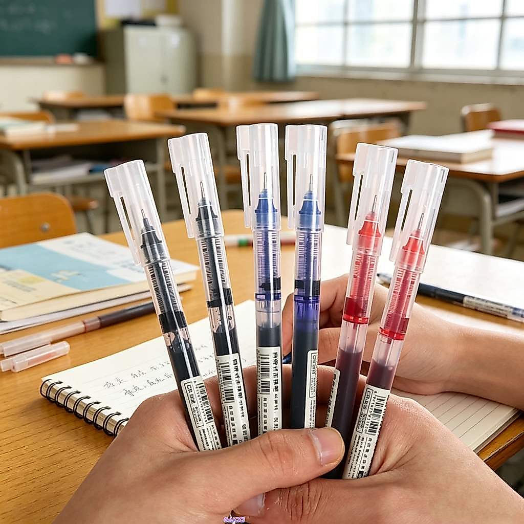 Bút Bi Gel Ngòi Kim 0.5mm Mực Đen - Bút Bi Nước Khô Nhanh Đầu Nhọn Viết Êm Mực Lớn Dành Cho Học Sinh [Mua 10 Tặng 10]