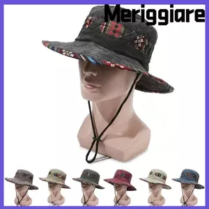 Mũ xô MERIGGIARE, Mũ chống nắng thoáng khí, Mũ cắm trại ngoài trời vành rộng cao bồi cổ điển mùa hè