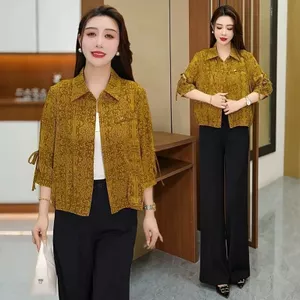 Áo sơ mi bảy tay chống nắng mới dành cho nữ, cổ áo mùa hè, thời trang và thường ngày, dáng rộng và giảm béo cho nữ