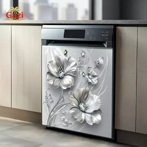 Decal đá hoa màu bạc Stier Trang trí tủ lạnh nhà bếp tự dính Trang trí thiết bị gia dụng có thể tháo rời không thấm nước [VN]