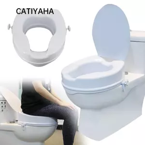 Đệm ngồi nâng bồn cầu CATIYAHA, nâng cao có nắp đậy Ghế vệ sinh nâng cao, Ghế vệ sinh nâng cao an toàn đa năng dành cho người lớn tuổi Phụ nữ mang thai khuyết tật