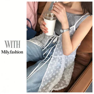 Milyfashion Ba Lê Phong Cách Thêu Ren Lớp Sling Phong Cách Mới Dây Đeo Thời Trang