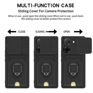 Dành Cho Redmi A5 Ốp Lưng 4 Trong 1 Trượt Camera Bao Đựng Thẻ Đứng Vuông Freebie Dây Chống Sốc Chống Rơi Mỏng Mềm TPU Cover