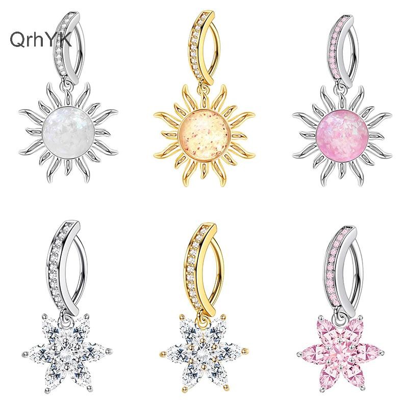 Khuyên rốn zircon nữ, phụ kiện gợi cảm có thiết kế nút - Quà tặng thời trang cao cấp