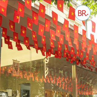 [2/9]Cờ dây tổ quốc 10m 20 lá cờ-Cờ sao đảng in hàng đẹp vải phi bóng trang trí đường phố, lễ tết, Quốc Khánh 2/9