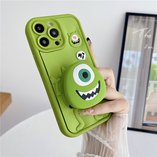 3D Silicone Michael Wazowski Giá Đỡ Hoạt Hình Dễ Thương Vỏ Cho iPhone 17 16 15 14 13 12 11 7 8 X XR XS