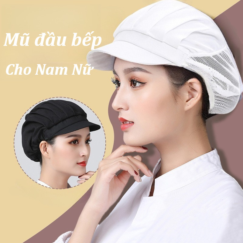 Nón vải lưới trùm tóc công nhân thực phẩm,Nón đầu bếp nón lưới trùm đầu cho Nam Nữ