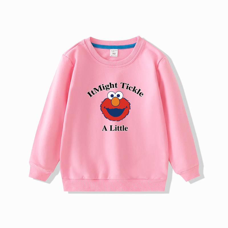 Áo nỉ cổ tròn dài tay 2D hoạt hình Sesame Street cho bé trai bé gái