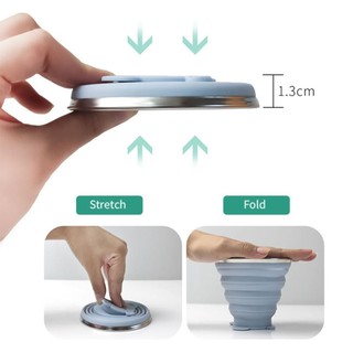 LOOKSHOW 180ml / 270ml Cốc nước gấp silicon di động có nắp và dây buộc Kính thiên văn chịu nhiệt có thể gập lại có thể gập lại để cắm trại du lịch E3W3