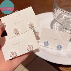 SUND Nhỏ Nhựa Tươi Bông Tai Hoa Nữ Thời Trang Đơn Giản Bông Tai Trang Sức Dễ Thương Quà Tặng VN