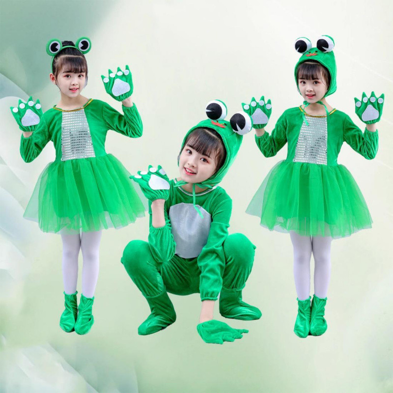 💕Chỗ💕 Quần Áo Trẻ Em Động Vật Múa Trang Phục Quần Áo Cho Bé Gái 3 Đến 12 Tuổi Ếch Trang Phục Mới Lạ Halloween Giáng Sinh