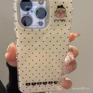 Ốp Điện Thoại Thích Hợp Cho iPhone Phong Cách Hàn Quốc ins Chấm Bi Khóc Cửa Sổ Cho Bé Bề Mặt Gương Lật 17 / 16 / 15promax / 14 Phong Cách Mới 13 / 12 / 11pro Niche xsmax / xr Sáng Tạo Chống Sốc Lỗ Lớn Bao Gồm Tất Cả Vỏ Bảo Vệ 0W0E