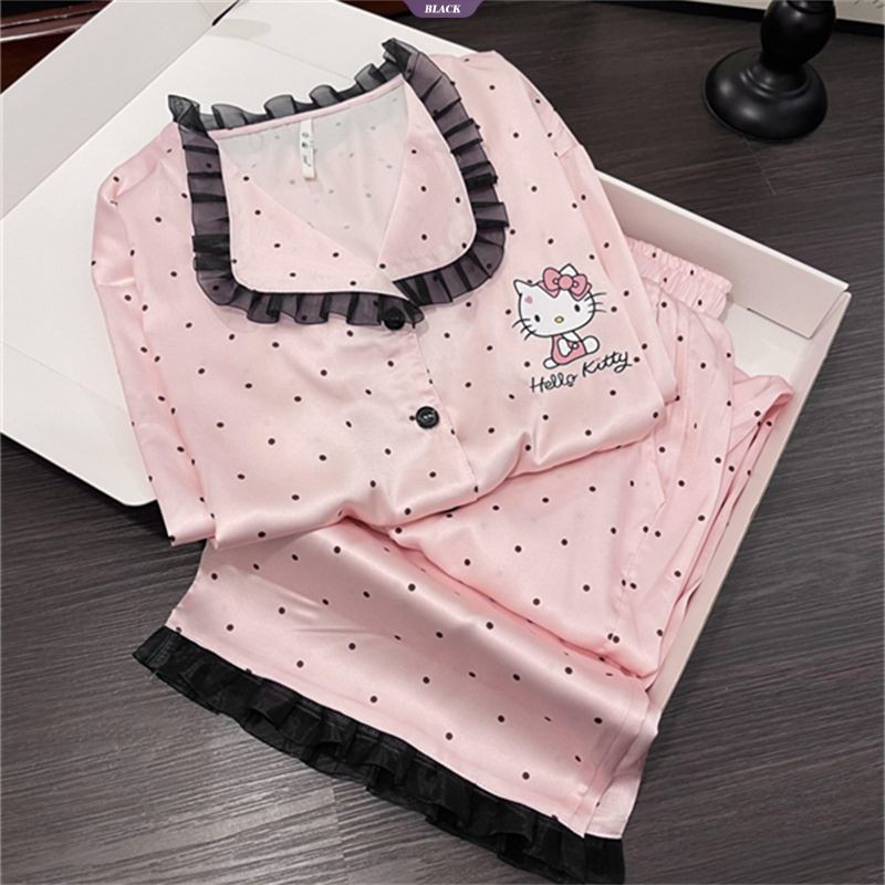 Bộ đồ ngủ Hello Kitty phong cách dễ thương, dài tay dành cho mùa xuân thu