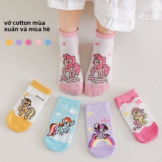 Vớ lưới cotton cho bé gái 5 đôi - Tất hoạt hình Little Pony siêu mỏng thoáng khí mùa hè