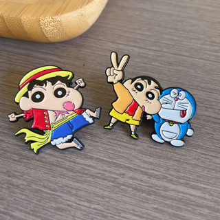 3 Cái / bộ Dễ Thương Crayon Shin-chan Trâm Cài Anime Nhật Bản Kim Loại Huy Hiệu Túi Quần Áo Trang Trí