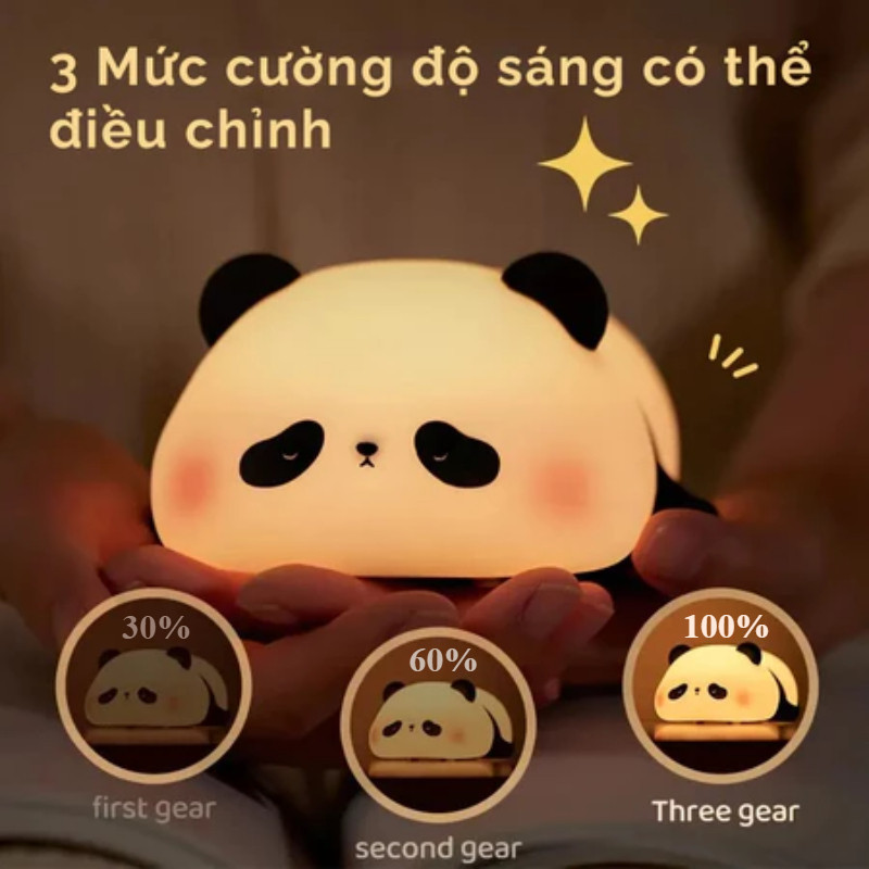 Đèn Ngủ Gấu Trúc, Có Thể Nén, Sạc Lại, Điều Chỉnh Độ Sáng, An Toàn Cho Trẻ Em,Chất Liệu Silicon An Toàn