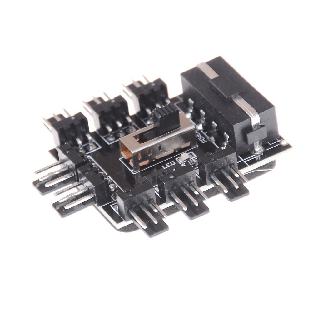 Hub Quạt Tản Nhiệt 8 Cổng 3 Pin, Cấp Nguồn Qua SATA, Có Công Tắc Điều Khiển Tốc Độ, Thiết Kế Đa Chiều