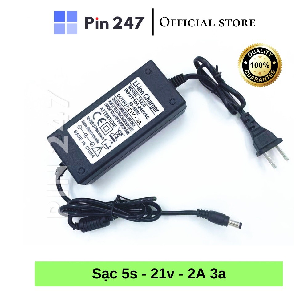 Sạc Pin 5S 21V 2A 3A Cho Máy Khoan Pin có đèn báo đầy, có lọc nhiễu ...