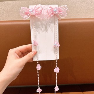Kawaii Trẻ Em Ren Ruy Băng Hoạt Hình Dễ Thương Cô Gái Buộc Tóc Mũ Đội Đầu Bé Gái Nơ Ngọt Ngào Kẹp Tóc Bện Dây Xích