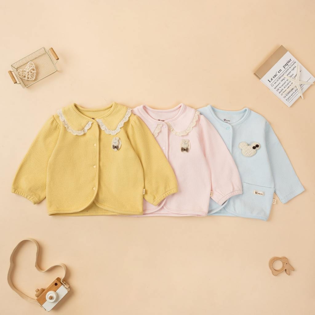Áo khoác thu đông cho bé UNBEE chất nỉ xốp Hàn phối cổ ren điệu đà - Áo khoác cho bé 6 tháng -3 tuổi