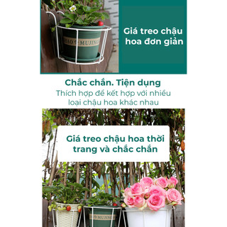 Kệ treo chậu hoa ban công sắt sơn tĩnh điện phong cách hiện đại Buna