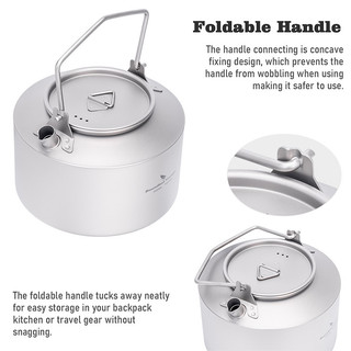 Boundless Voyage 1L Siêu Tốc Titan Siêu Nhẹ Cắm Trại Trà Cà Phê Cho Lửa Trại & Bếp Ba Lô Đi Bộ Đường Dài Du Lịch Ngoài Trời