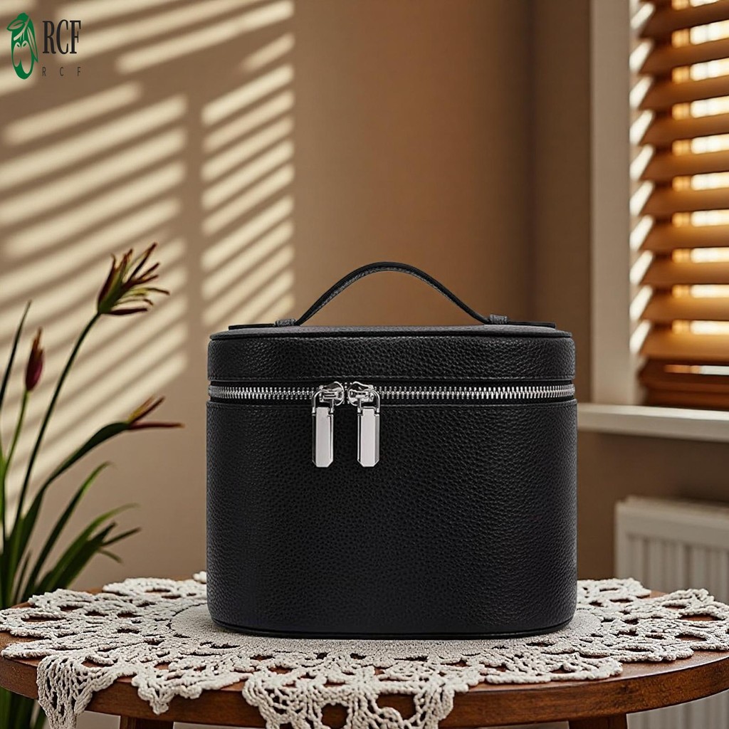 Túi đựng mỹ phẩm di động Hộp đựng du lịch trang điểm có dây kéo và tay cầm để lưu trữ Son môi Bút chì kẻ mày Mỹ phẩm