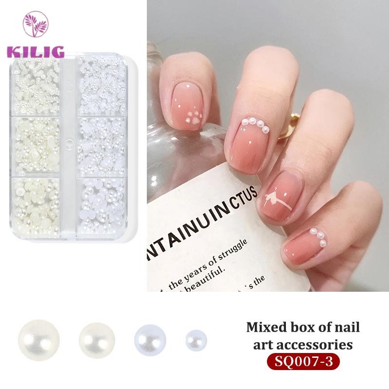 Cửa Hàng Tốt Nhất 1 Hộp DIY Móng Tay Nghệ Thuật Trang Trí 3D Ngọc Trai Kim Cương Giả Hoa Hồng Pha Lê Móng Tay Khoan Cho Làm Móng Tay Thiết Kế Phụ Kiện Mới