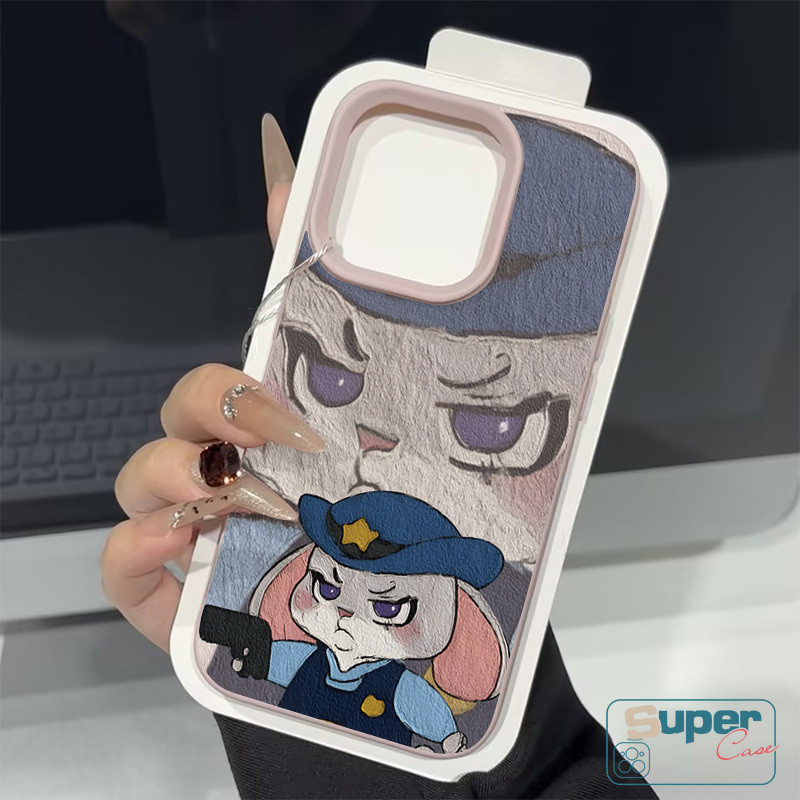 Ốp Lưng Tương Thích Cho IPhone 16 15 11 13 14 12 Pro Max X XS Max XR 14 12 Pro Max 16 15 14 Plus Cặp Đôi Hoạt Hình Thời Trang Dễ Thương Thỏ Cáo Họa Tiết Da Cảm Thấy Da