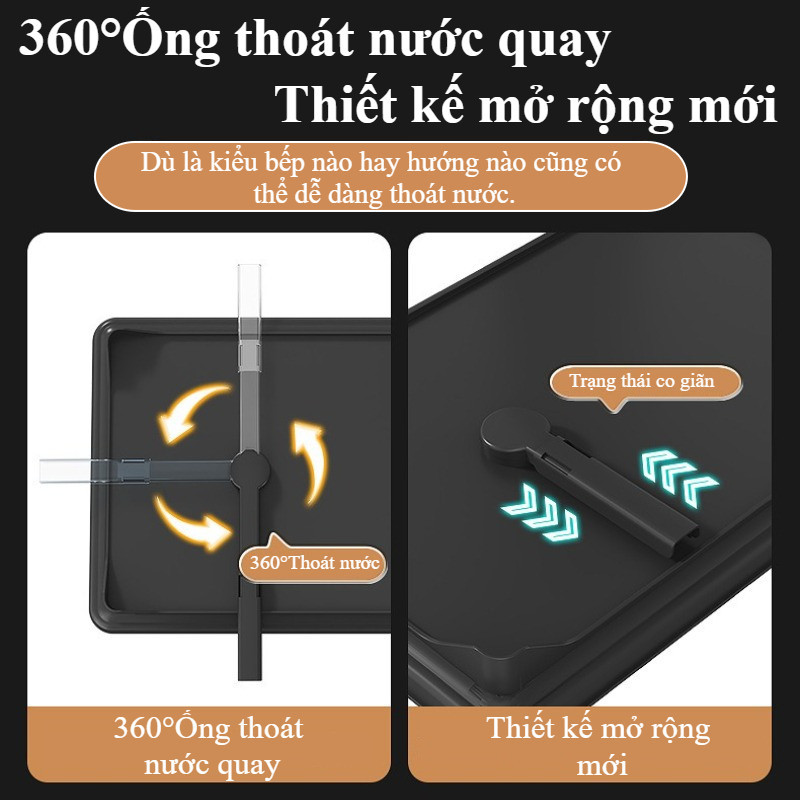 Kệ Đựng Bát Đĩa 2 Tầng - Khung Thép Carbon Bền, Khay Hứng Nước & Ống Thoát, Tiết Kiệm Diện Tích