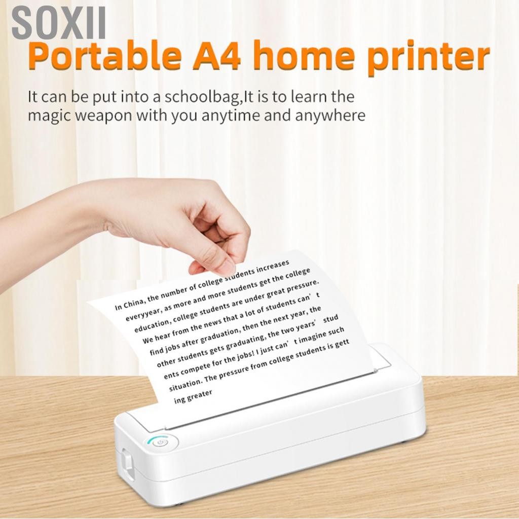 Soxii A4 Máy in nhiệt giấy 210 x 30 mm cho cuộn đa mục đích di động với bản in rõ ràng nhà văn phòng lý tưởng nhà văn phòng