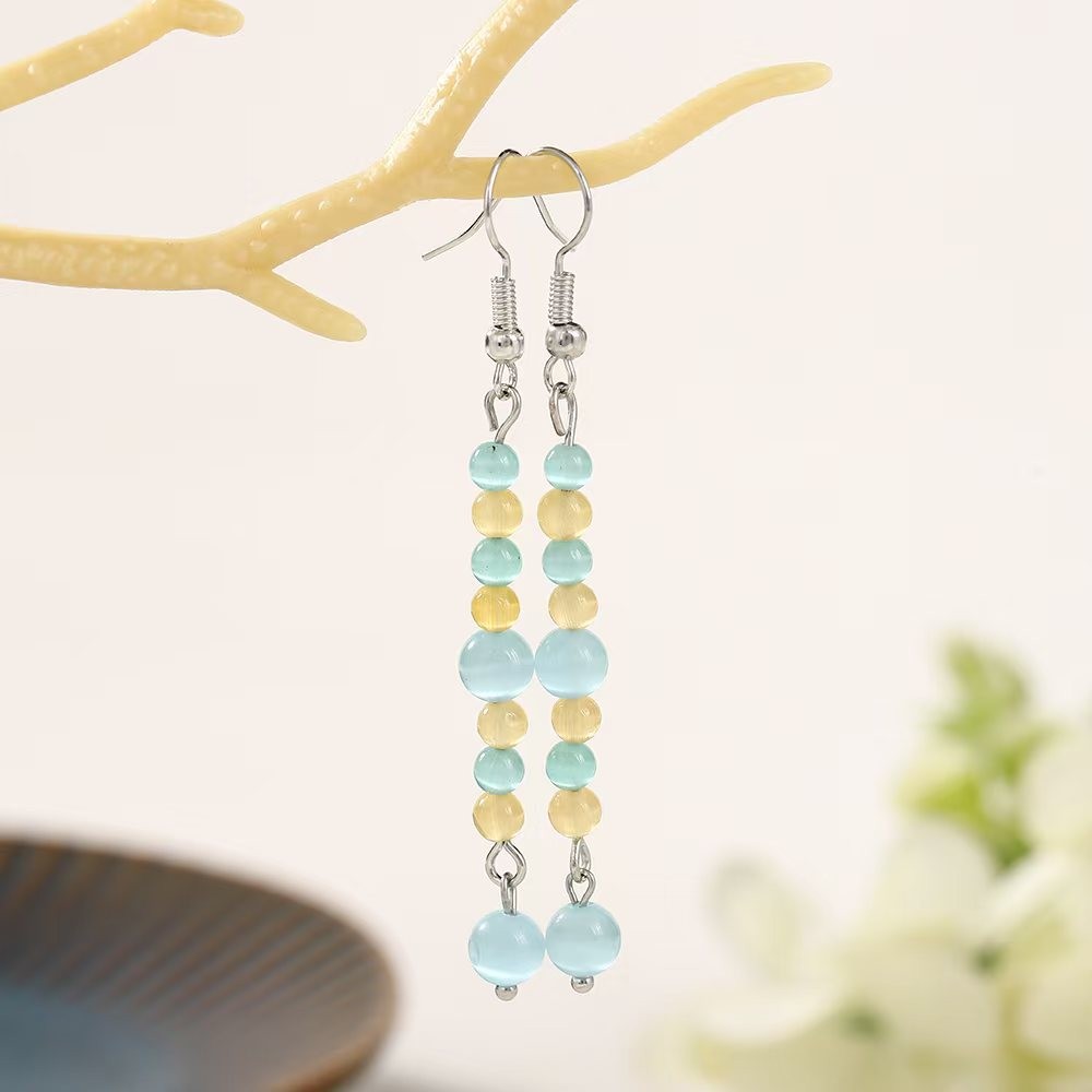 Mỏng hơn opal bông tai tròn nhiều màu sắc, handmade nhẹ sang trọng