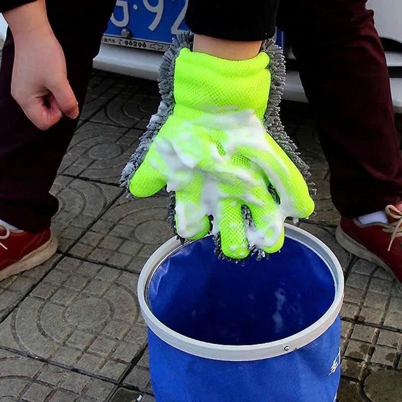 Găng Tay Rửa Xe Xỏ 5 Ngón Siêu Mềm Dễ Dàng Luồng Lách Nơi Hẹp.