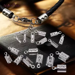 AqToCna 50 / 100 Cái Đầu Nối Nelace Cung Cấp Thép Không Gỉ Chất Lượng Cao Uốn Đầu Hạt Mũ Dây Da Kẹp Cho DIY Trang Sức Làm AqToCna