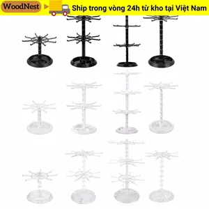 Giá treo móc khóa WOODNEST, Giá trưng bày vật liệu Acrylic nhiều lớp, Mặt dây hiển thị các tầng có thể điều chỉnh Màn hình Spinner DIY Organizer Giá lưu trữ Màn hình mặt bàn