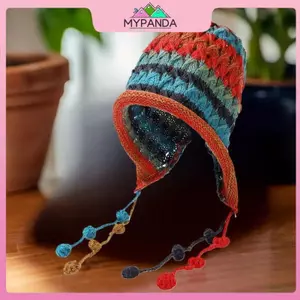 MYPANDA Mùa Đông Mũ Đỏ Nữ Cô Gái Thu Đông Ấm Áp sel Ngọt Ngào Và Dễ Thương Mũ Chui Đầu Dệt Kim Handmade Mũ Bảo Vệ Tai.