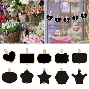 TUYỆT VỜI 10 Cái / bộ Bảng Tin, Kẹp Bảng Đen Bằng Gỗ Đen, Bảng Thông Báo Hình Dạng Đặc Biệt Chất Lượng Cao Tiệc Cưới