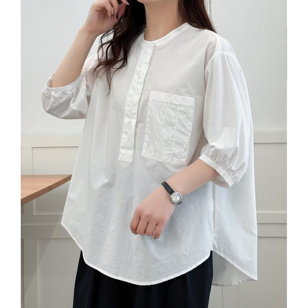 Áo Sơ Mi Nữ Cotton Cao Cấp Mùa Hè Mới Đơn Giản Niche Commuter Sang Trọng
