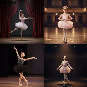 KANGN Trẻ Em Váy Ba Lê, Tay Dài Lông Tơ Bé Gái Ballet TuTu Đầm, Đầm Hoàng Tử Sequin Chuyên Nghiệp Dây Đeo Chéo Ballerina Cổ Tích Đầm Chấm Điểm