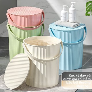 Màu Ánh Sáng Dòng Lưu Trữ Xô Tắm Xô Phân Nhựa Dày Phòng Tắm Di Động Giặt Có Nắp Màu Phù Hợp Với Xô Bảo Quản IJTG