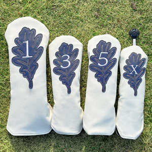 Chất Lượng Cao Trắng Câu Lạc Bộ Golf Bao Lá Sồi Thêu Câu Lạc Bộ Unisex Vỏ Bảo Vệ Bóng Đầu Nắp Bao