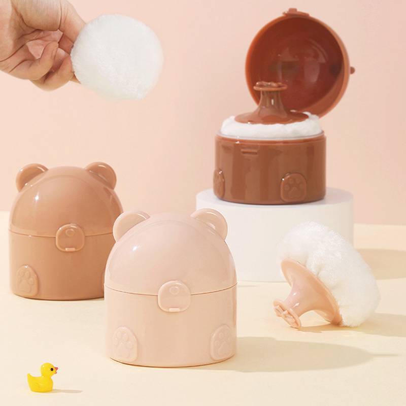 JINHF Hộp đựng phấn rôm em bé hình gấu, hộp phụ đựng bột đa năng, tiện lợi cho trẻ