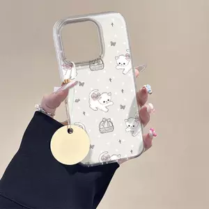 White Cat với giỏ cho trường hợp iPhone 17 1615plus hai lớp imd1413pro