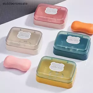 Đĩa xà phòng bằng nhựa cầm tay có nắp, Giữ xà phòng khô, Hộp đựng xà phòng du lịch FSI