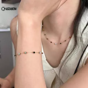 KUZHEN Thời Trang Retro Đá Tự Nhiên Nối Đính Hạt Vòng Tay Đơn Giản Nelace Nữ Ánh Sáng Sang Trọng Tính Khí Nelace Vòng Tay Phụ Kiện Trang Sức HOT