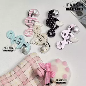 IFANIN Music Note Kẹp tóc, Kẹp tóc ghi chú âm nhạc chấm bi, Thời trang hình dáng ngọt ngào Acrylic phong cách Hàn Quốc Star Wing Clip Trường học hàng ngày