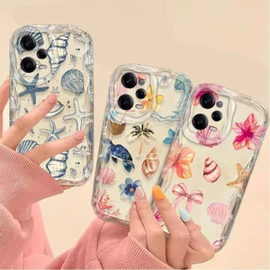 Ốp Lưng Sinh Vật Biển Hoa Màu Cho VIVO Y03 Y28S Y28 Y29 Y19S V30 Pro V30E Y36 Y27 Y100 Y31 Y31D Ốp Lưng 3D Sóng Chống Sốc Hoa Văn Bảo Vệ Silicon Mềm TPU