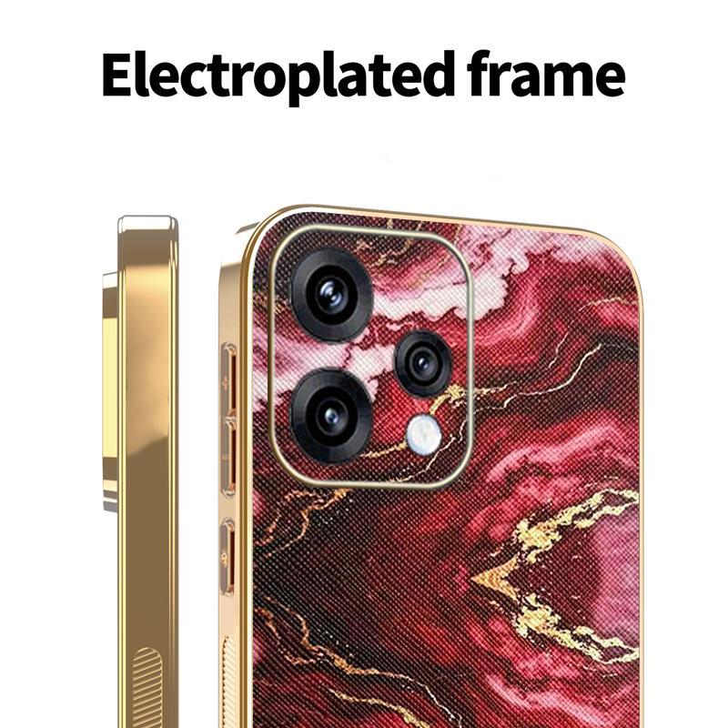 Ốp Lưng Cho OPPO Reno15 Pro Reno15F Đá Cẩm Thạch Họa Tiết Da Series Mạ Điện Cạnh Chống Rơi Vỏ Điện Thoại